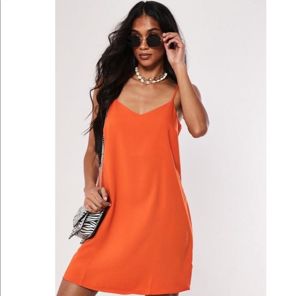 Orange cami shift dress